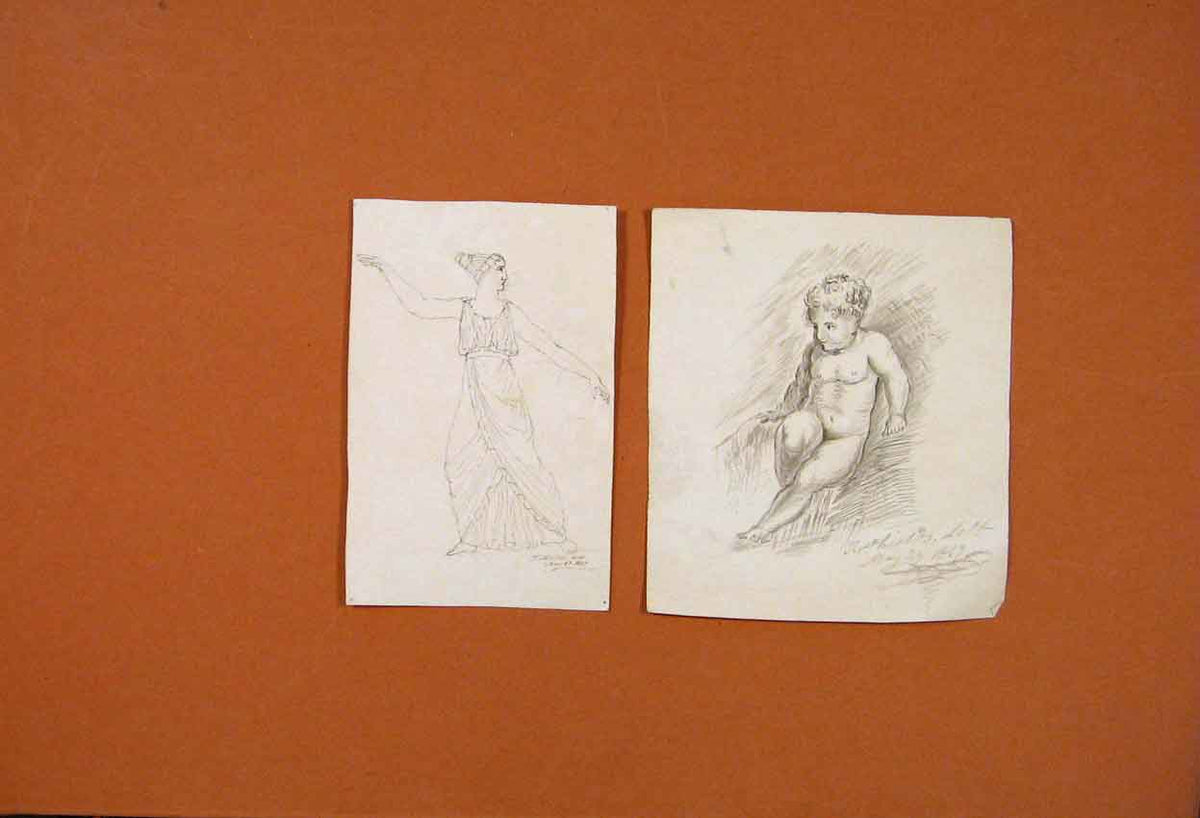 Original Old Antique Print C1817 Sketch Drwaing Fine Art Child Dancer 19th