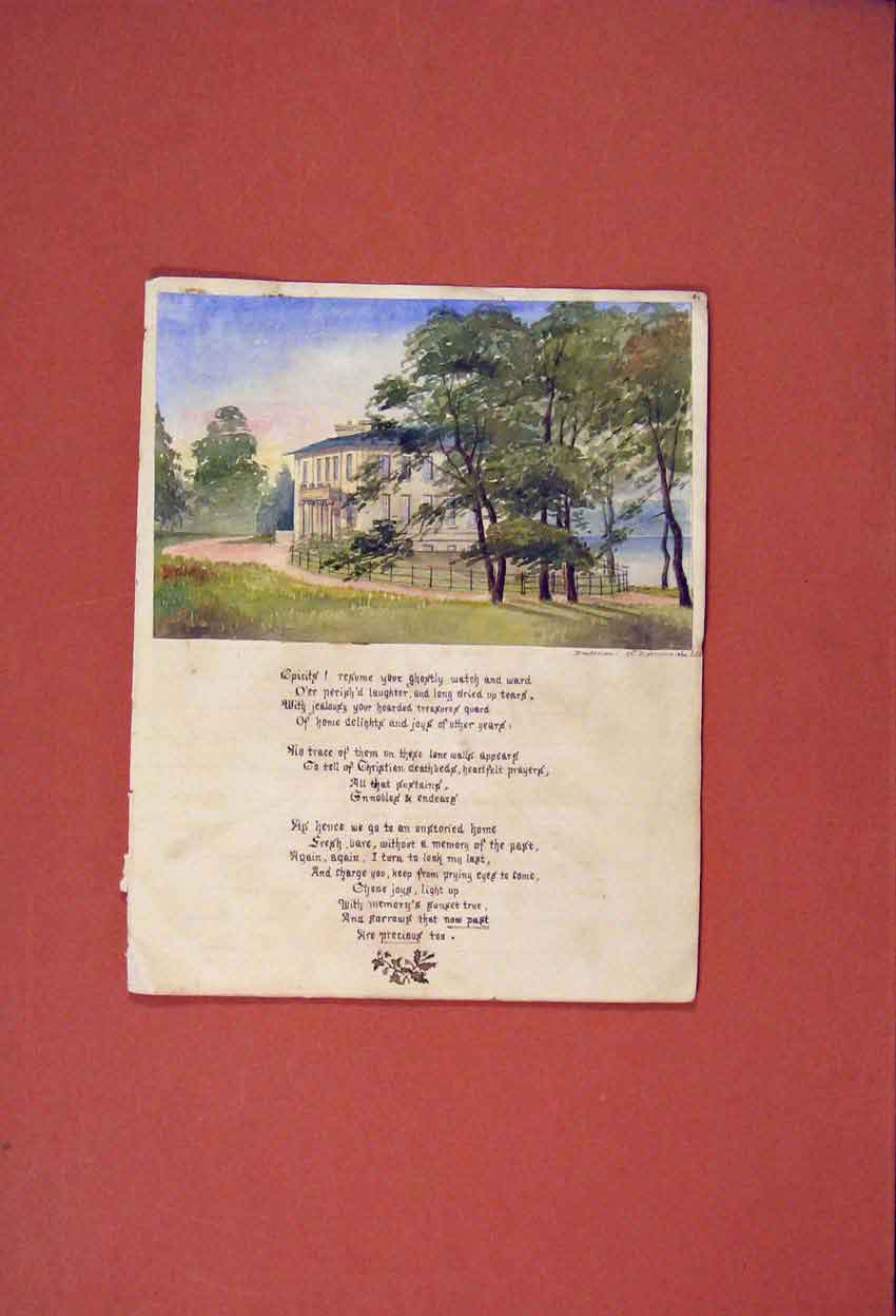 Original Old Antique Print Durdanion C1860 Castle Poem Fine Art Painting 19th