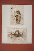 Original Old Antique Print Sketch Drawing Mocking Bird Smile Waters Fine Art