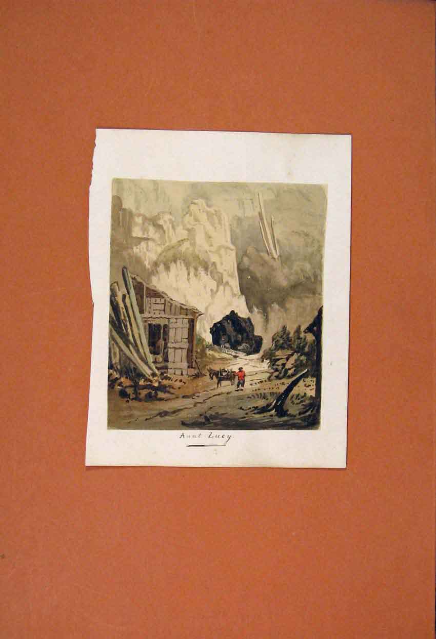 Old Antique Print Aunt Lacy Horse Mountain Painting Color Fine Art Antiqu