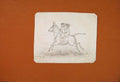 Original Old Antique Print Children Riding Dockey Sketch Scrapbook Art
