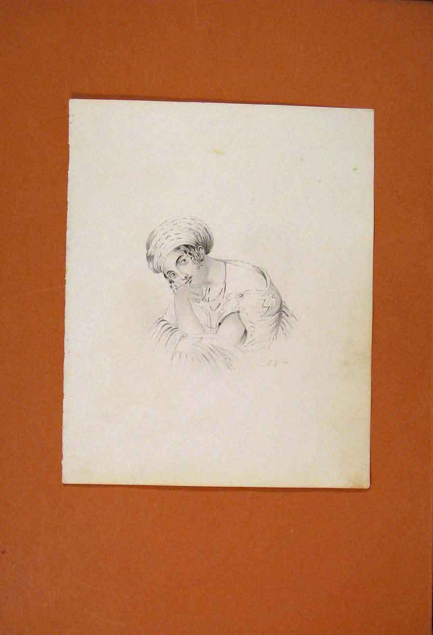 Original Old Antique Print Drawing Portrait Fine Art C1881 Sketching Victorian