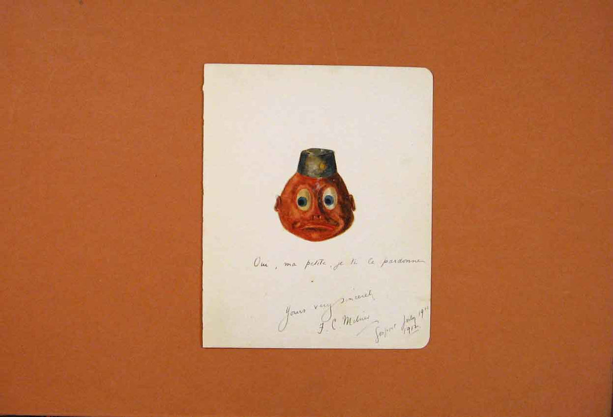 Original Old Antique Print Scrapbook Clips Face Color Hat Fine Art