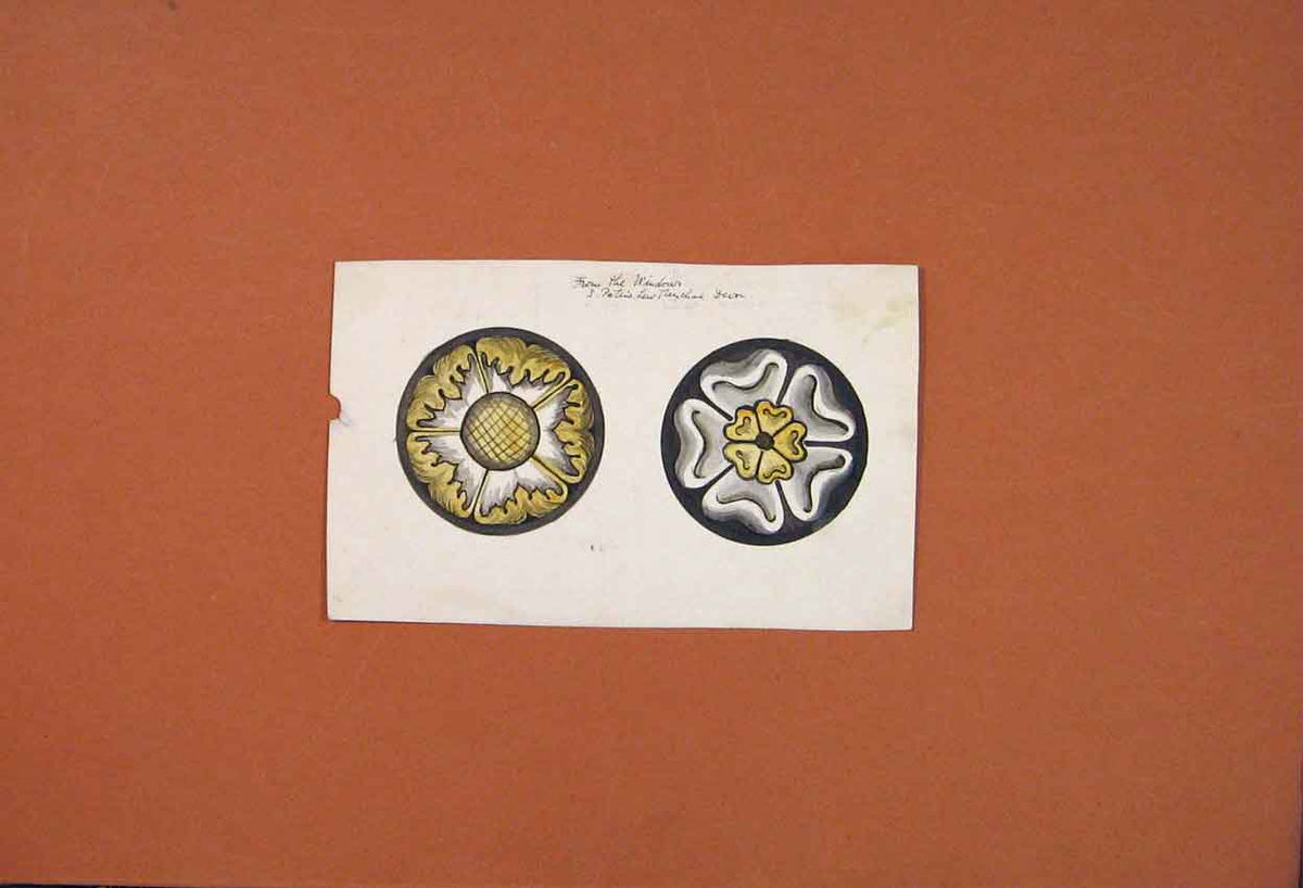 Original Old Antique Print St Peters Devon Window Stained Fine Art Color