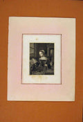 Original Old Antique Print Fine Art Portrait Reading Desk C1881 19th