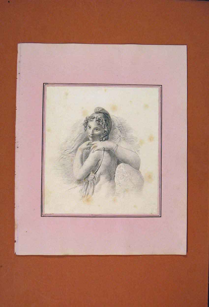 Original Old Antique Print Aseanius Drawing Portrait Fine Art C1881 Victorian