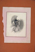 Original Old Antique Print Portrait Eneas Drawing Fine Art C1881 19th