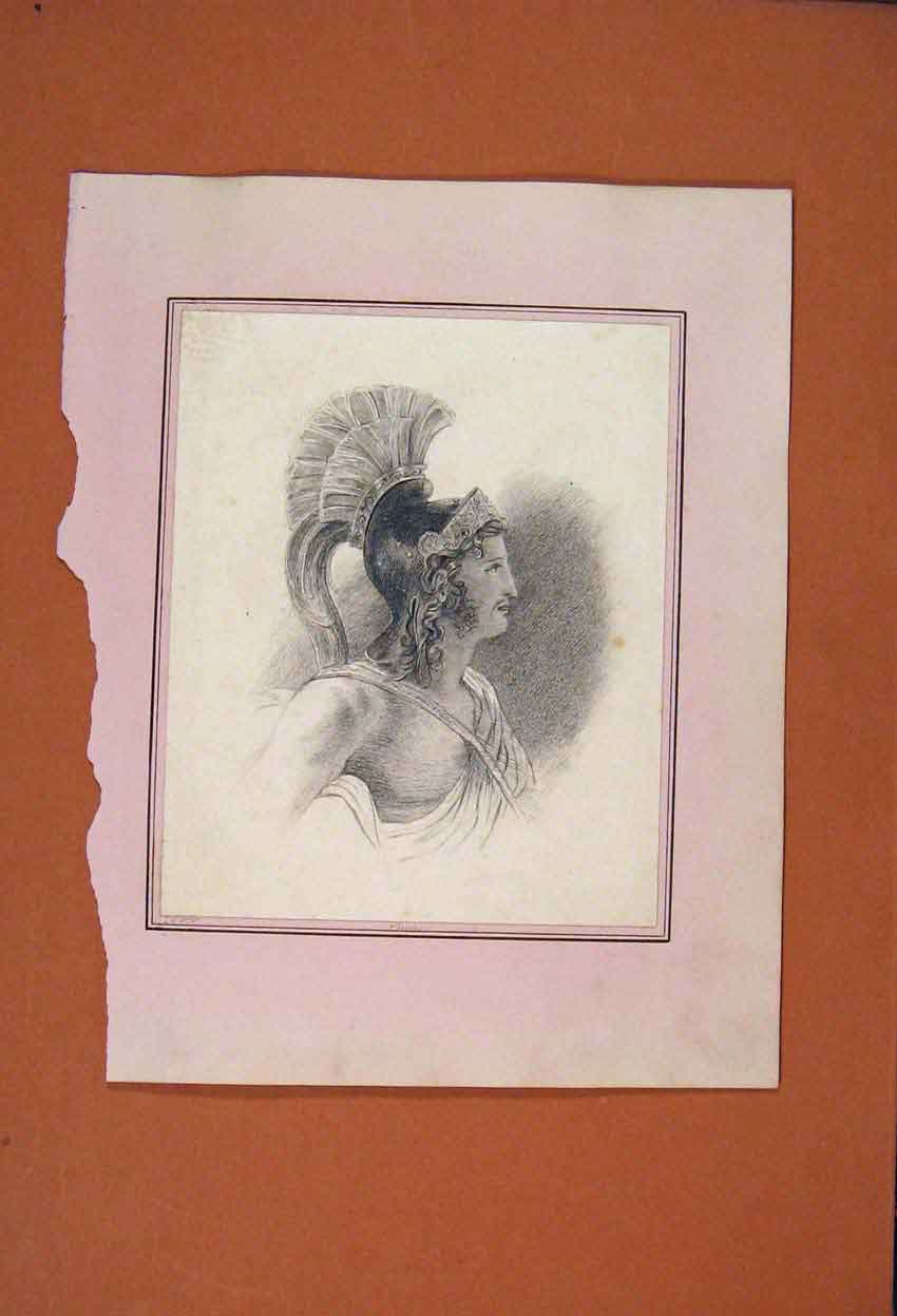 Original Old Antique Print Portrait Eneas Drawing Fine Art C1881 19th