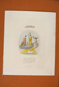 Original Old Antique Print Religion Music Poetry London Color Sketch Art