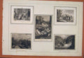 Old Antique Print French Scrap Book Pictures Castle Vierge Waterfall Art
