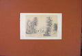 Original Old Antique Print Sketch Drawing Pencil Fine Art Park River