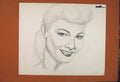 Original Old Antique Print Portrait Face Lady Pencil Drawing Art Sketch