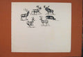 Original Old Antique Print Rain Deer Buck Animal Sketch Bear Fine Art