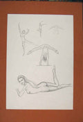 Original Old Antique Print Lady Exercise Practise Gymnastic Sketch Drawing