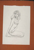 Original Old Antique Print Lady Sketch Woman Naked Drawing Pencil Fine Art