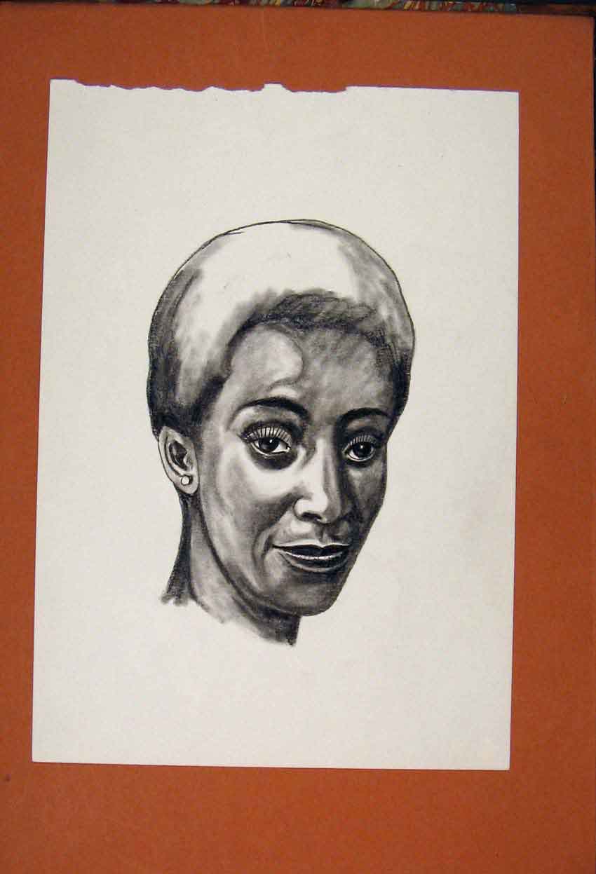 Original Old Antique Print Face Portrait Lady Fine Art Sketch Drawing