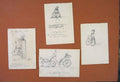 Original Old Antique Print Sketch Drawing Woman House Wheelchair Art