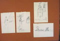 Original Old Antique Print Lady Cards Piano Bicycle Horse Carriage Sketch Art