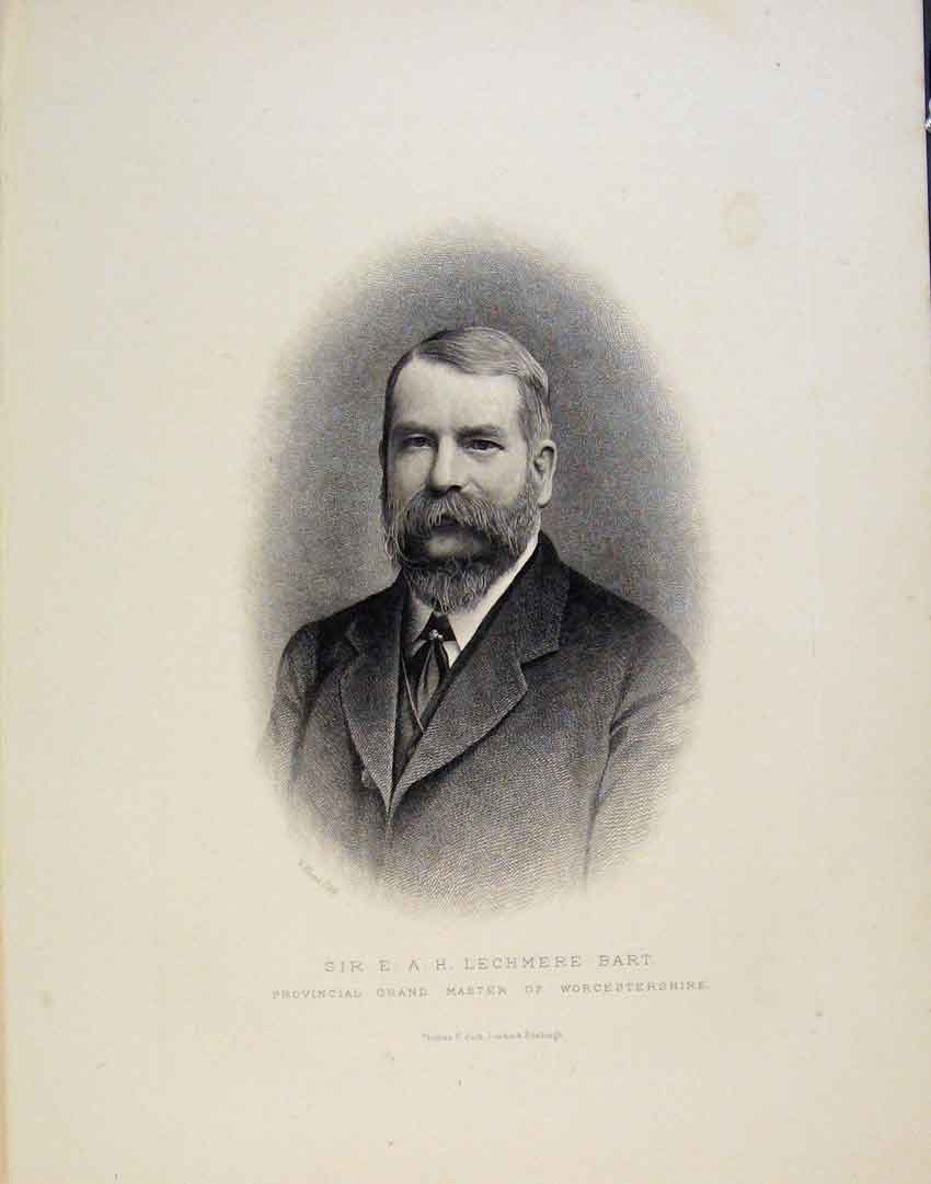 Original Old Antique Print Sir Lechmere Bart Portrait Master Worcestershire