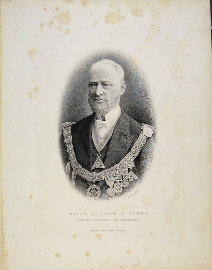 Original Old Antique Print Portrait Major George S Tudor Fine Art