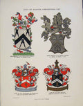 Original Old Antique Print Arms Carpenters Amsons Company Marblers Color