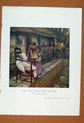 Original Old Antique Print Thangue British Artist Man Scythe Art 20th Century