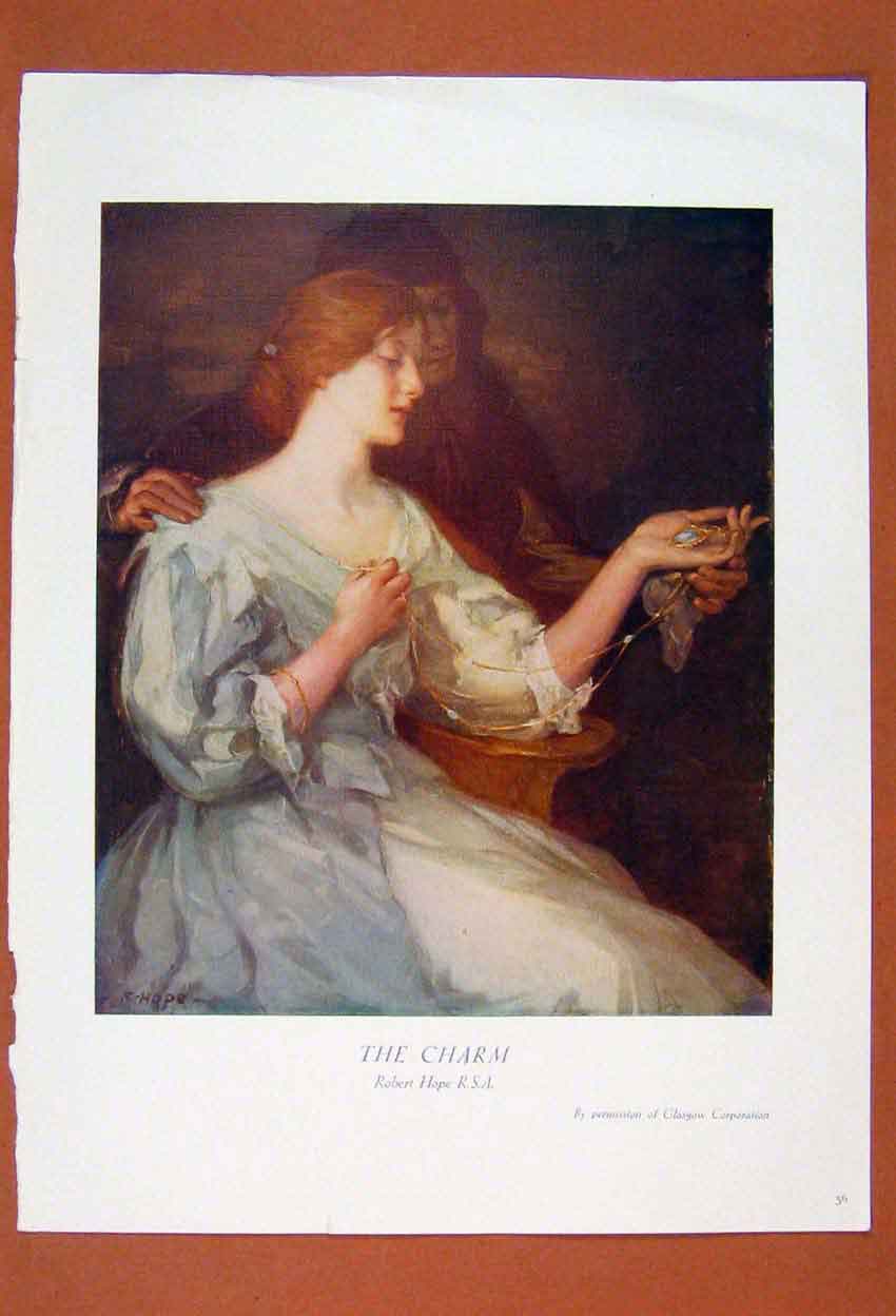 Original Old Antique Print Charm British Art Robert Hope Painting