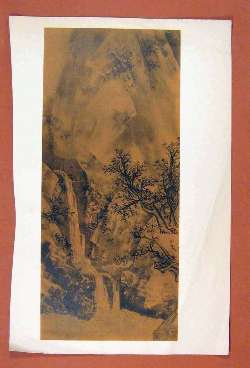 Original Old Antique Print Waterfall Rock Mountain Eastern Orentail Fine Art