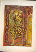 Original Old Antique Print Archangel On Choir Balustrade Mexico Cathedral