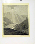 Original Old Antique Print Valley Barle Sun Ray Mountain View Fine Art Victorian