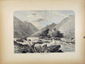 Original Old Antique Print Mountain Island River Stream Rapids 1872 Victorian