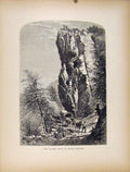 Original Old Antique Print Early Sunrise Lovers Leap Horse Carriage