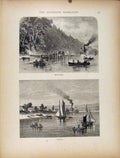 Original Old Antique Print Wood Engraving Neversink Highlands