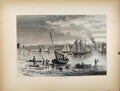 Original Old Antique Print At Red Bank Boat Sail Fine Art River