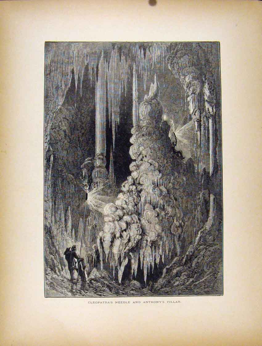Original Old Antique Print Cleopatras Needle Anthonys Pillar C1872 Victorian