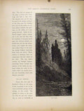 Original Old Antique Print Wood Engraving 1872 Tower Creek National Park 19th