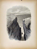 Original Old Antique Print Purgatory Fine Art 1872 Cliff Seaside 19th
