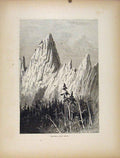 Original Old Antique Print Fine Art Castellated Rock C1872 19th