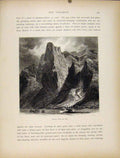 Original Old Antique Print Wood Engraving Fine Art Sentinel Rock Fall C1872 19th