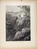 Original Old Antique Print Tenaya Canon Glacier Point Fine Art C1872 Victorian