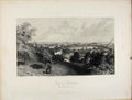 Original Old Antique Print City Providence Prospect Hill Steel Engraving