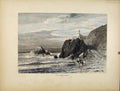 Original Old Antique Print C1872 Cliff House Horse Seaside Fine Art Victorian