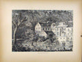 Original Old Antique Print Mills Rockland House River Fishing C1872 Victorian