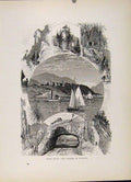 Original Old Antique Print West Point Sali Boat Geese Point Wood Engraving