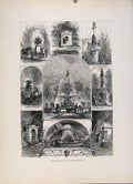 Original Old Antique Print Fountains Philadelphia Wood Engraving