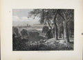 Original Old Antique Print View West Park Wood Engraving Fine Art