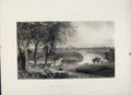 Original Old Antique Print Philadelphia Belmont West Park Steel Engraved