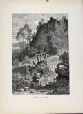 Original Old Antique Print Wood Engraving Fine Art C1872 Eagle Rock Orange 19th