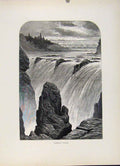 Original Old Antique Print Passaic Falls Fine Art Wood Engraving C1872 Victorian