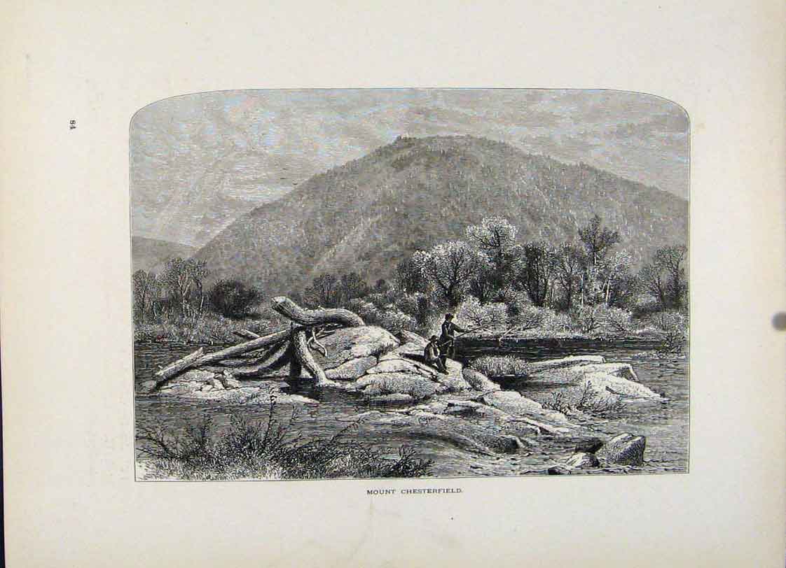 Original Old Antique Print Mount Chesterfield Fine Art C1872 Engraving Victorian